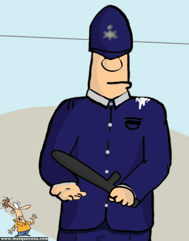 Policia de cacete na mão